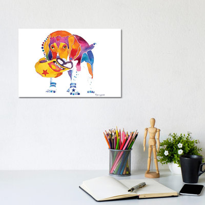 Beagle With Toy by Jo Lynch - Wrapped Canvas Gallery-Wrapped Canvas Giclée