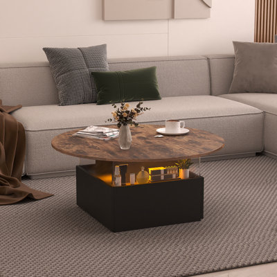 Petite table basse ronde moderne en acrylique avec lumière DEL