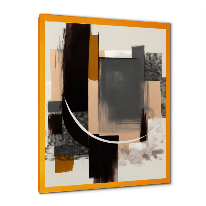 «Warm Watercolor Abstract II», art mural abstrait, H 20 po x l 12 po x P 1 po, Encadrement doré