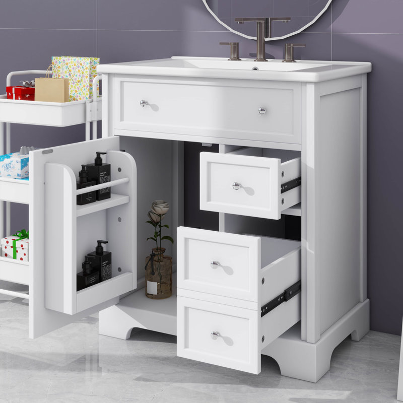Meuble-lavabo de 30 po avec lavabo et armoire supérieure avec porte et deux tiroirs