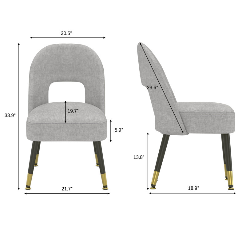 Chaise rembourrée à dossier ouvert, Gris
