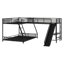 Lit superposé simple au-dessus de L en forme de L avec lit mezzanine simple et bureau intégré, lits triples en métal avec échelle et glissade