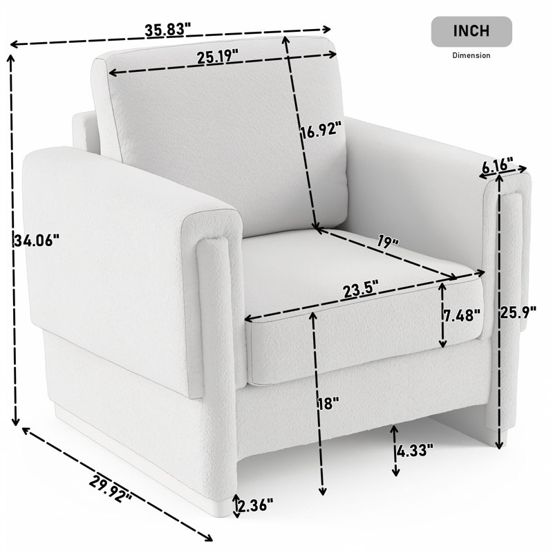 Fauteuil d'appoint rembourré à accoudoirs carrés, Rouge