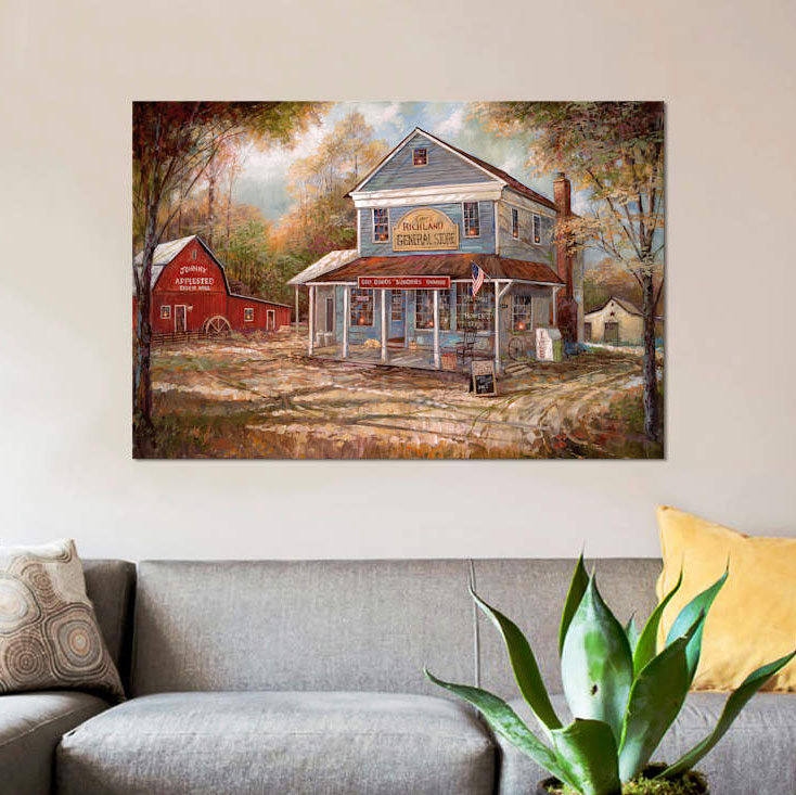 Impression sur toile tendue, "Richland General Store" par Ruane Manning, H 8 po x l 12 po x P 0,75 po, Pas de tapis