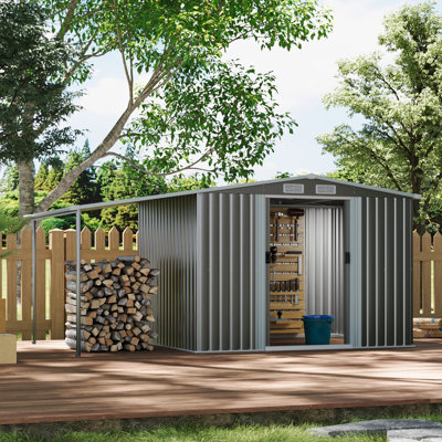 Outdoor Metal Storage Shed with Lean-to