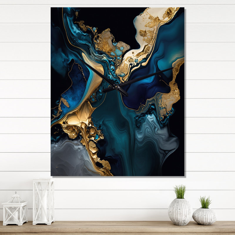 Abstract Geode Marble IV - Horloge murale abstraite, H 32 po x l 24 po