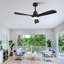 Ventilateur de plafond noir 52 po avec 3 pales en bois massif et télécommande