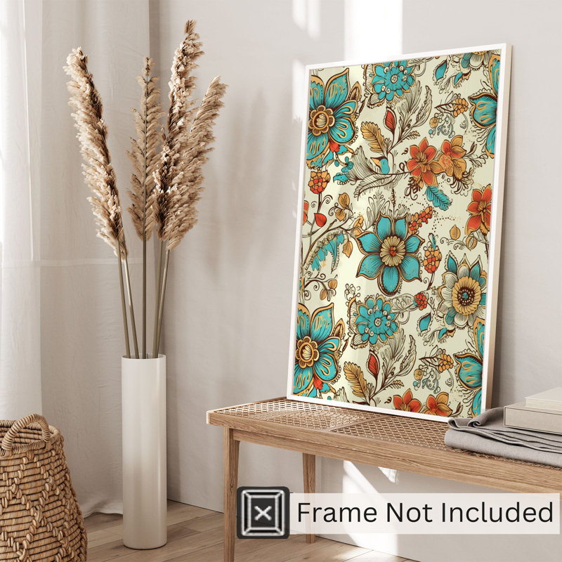 Impression florale bohème sans cadre, H 7 po x l 5 po
