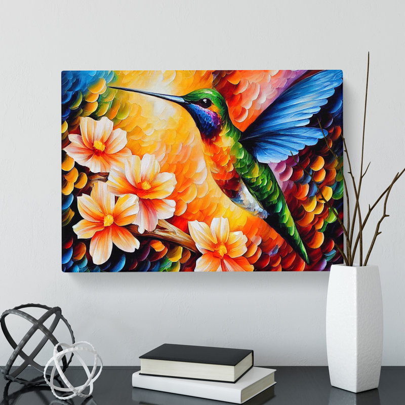Hummingbird Painting Vol.3 Abstract - Wrapped Canvas, 40cm H x 60cm W x 3cm D