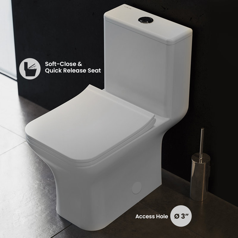 Carre One-Piece Square Toilet Dual-Flush 1.1/1.6 gpf, Glossy White