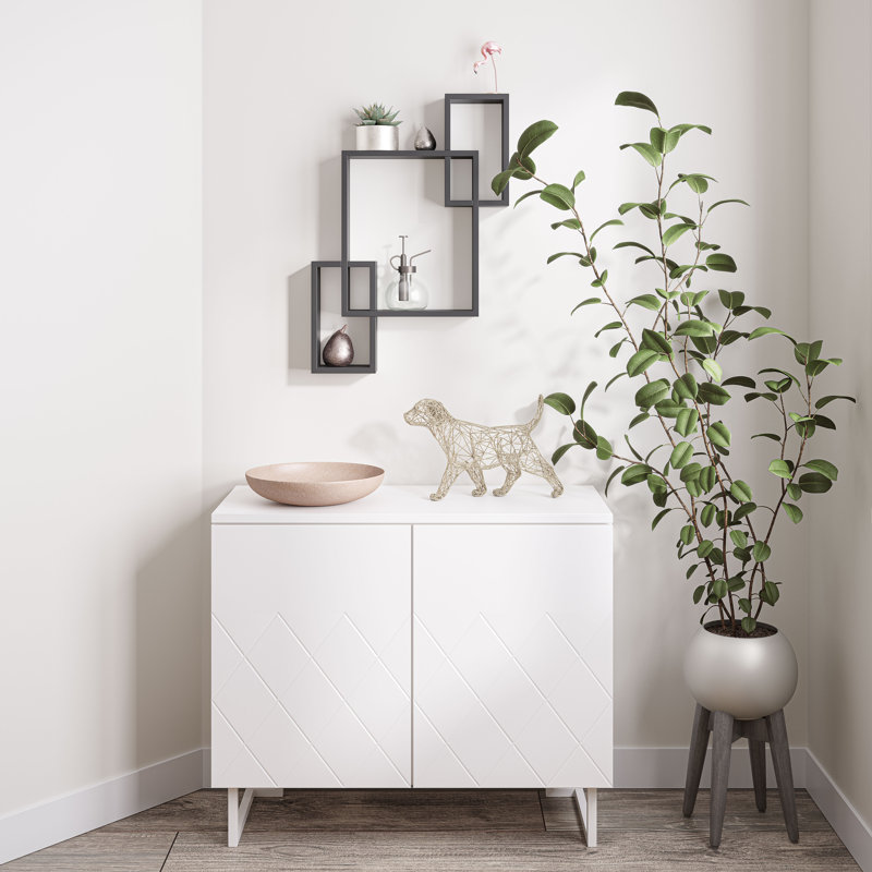 Étagère murale décorative en forme de boîtes carrées imbriquées, Noir