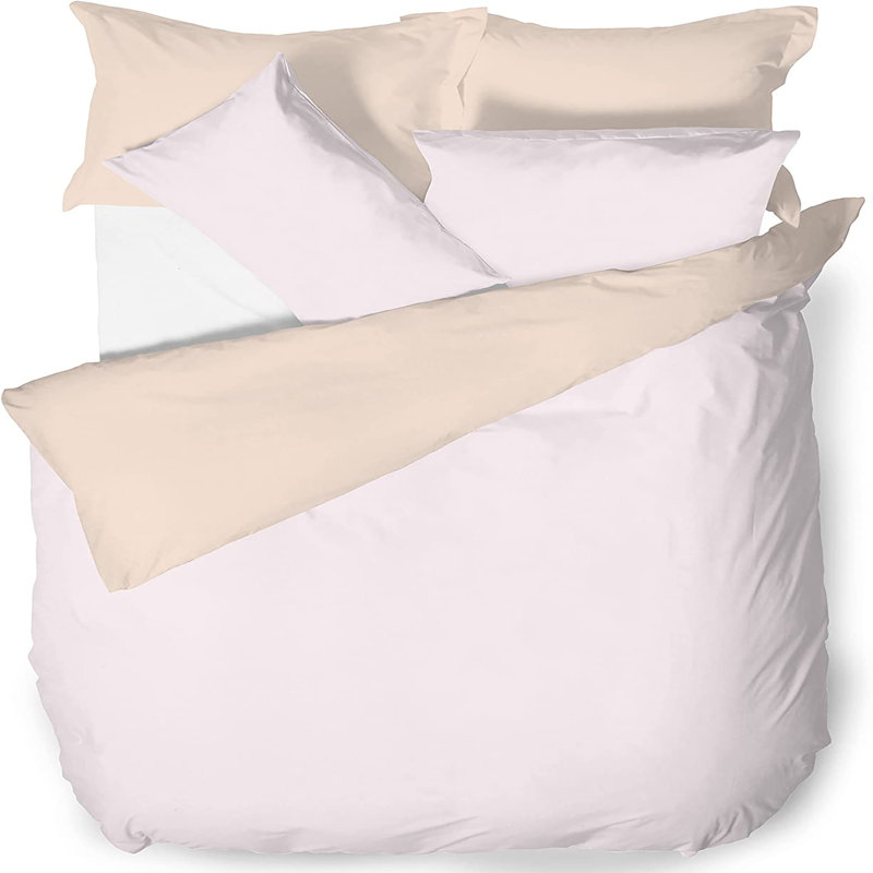Night Comfort Pink Tea Rose Cotton Rich Duvet Cover Set with Pillowcase, Single - 1 Standard Pillowcase
