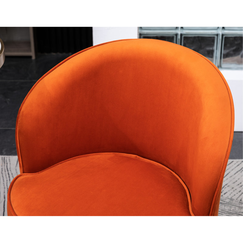 Fauteuil orange en velours par mécanisme pivotant, revêtement contemporain rotatif, Orange