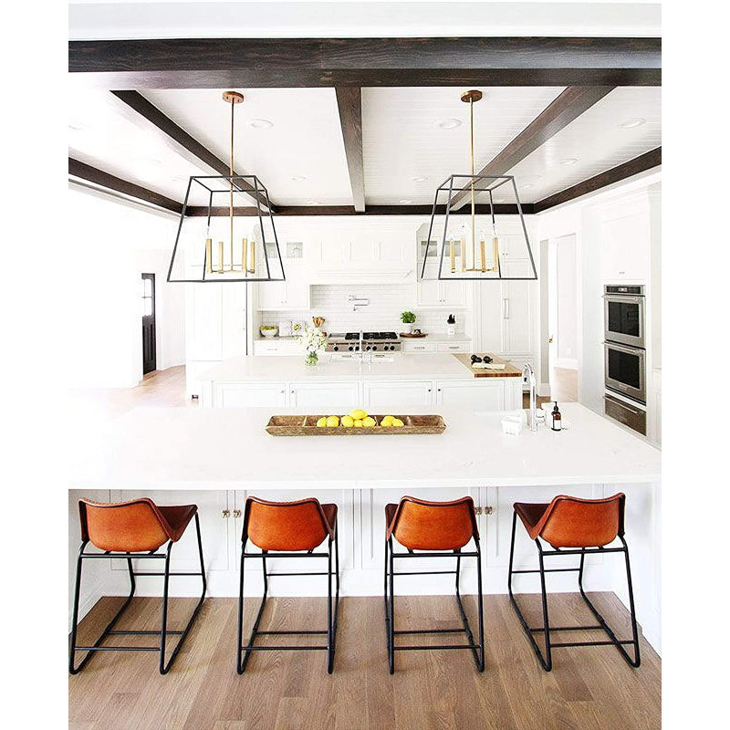 4 Light Large Open Frame Foyer Lantern in Transitional, Industrial Style Geometric Chandelier