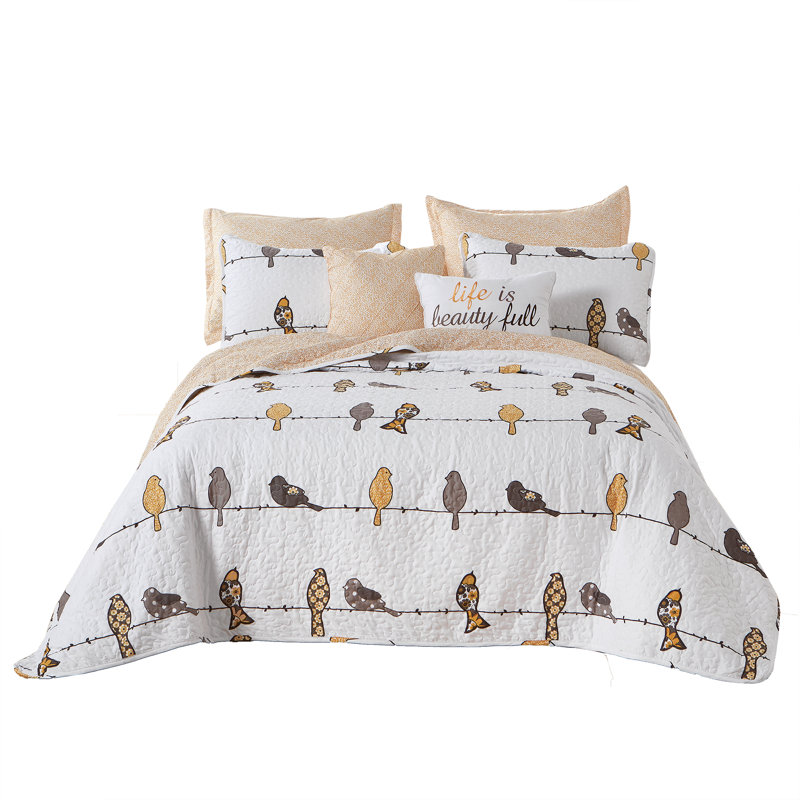Jeté Rowley Birds, Grand, Jaune / gris