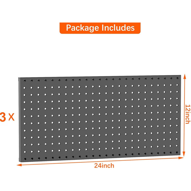 3 PCS Metal Pegboard Panels for Wall Garage Utility Tools Storage Pegboar