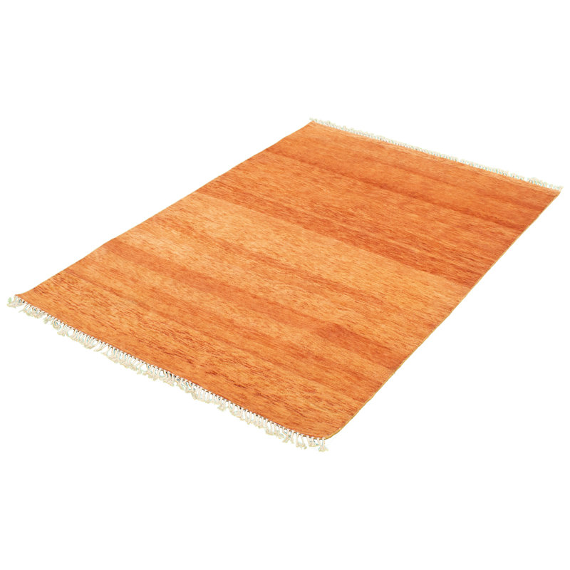 Tapis unique en laine noué à la main nouvel âge en cuivre Rheanon 5 pi 1 po x 7 pi 8 po