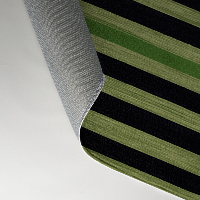 HorizontalStripes Green Indoor and Outdoor Area Rug, Rectangle 3' x 5'
