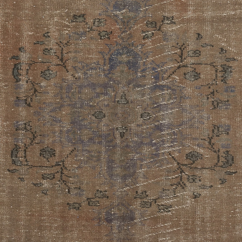 Tapis contemporain noué à la main 6,3 x 9,6 pi. Revêtement de sol brun de couleur brune