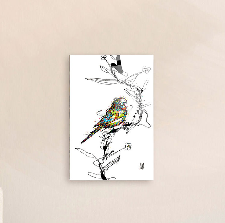 Art mural en acrylique Inked Bird Series 2, 20 po x 14 po