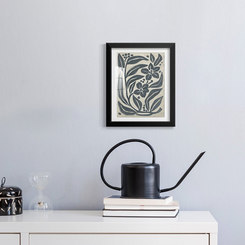 Island Folk Flowers II - impression encadrée, H 28,5 po x l 20,5 po, Noir