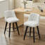 007-360° Swivel Bar Stools Set of 2-Modern 25" Counter Height Stools with Stain-Resistant Line&Button Tufted Back, Solid Wood Frame Barstools for Kitchen Island, Cafe or Home Bar, Easy Assembly White