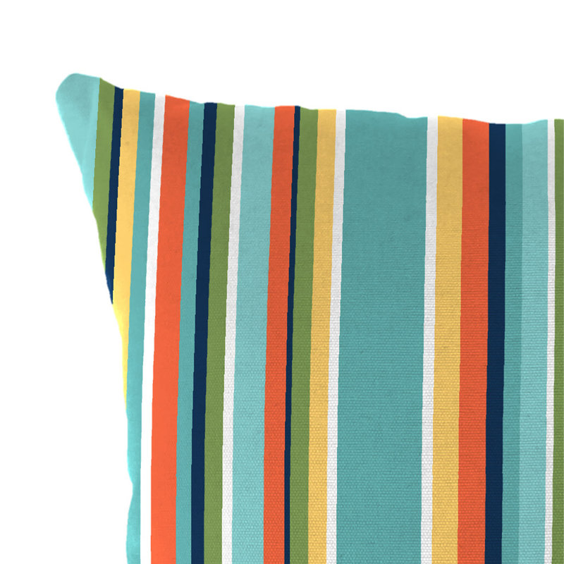 16" x 16" Outdoor Throw Pillow, Teal/Yellow/Red/Striped