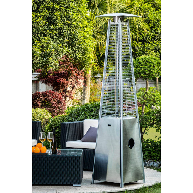 Chaufferette tubulaire en verre de quartz en acier inoxydable 40000Btu, enchantement de la flamme visuelle, réglage de la chaleur variable, roues pour plus de facilité