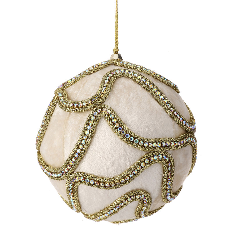 5" Velvet W/Jewel Ball Ornament