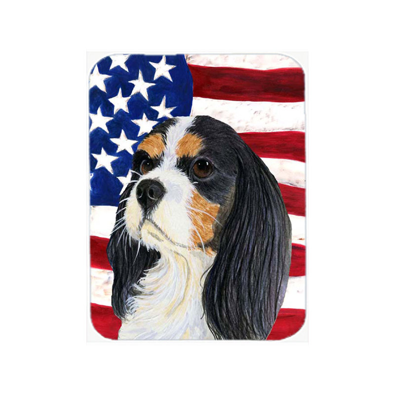 Drapeau américain avec planche à découper en verre épagneul patriotique USA