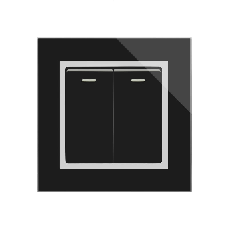 Crystal CT 2 Gang Rocker Light Switch  Black Intermediate, Black