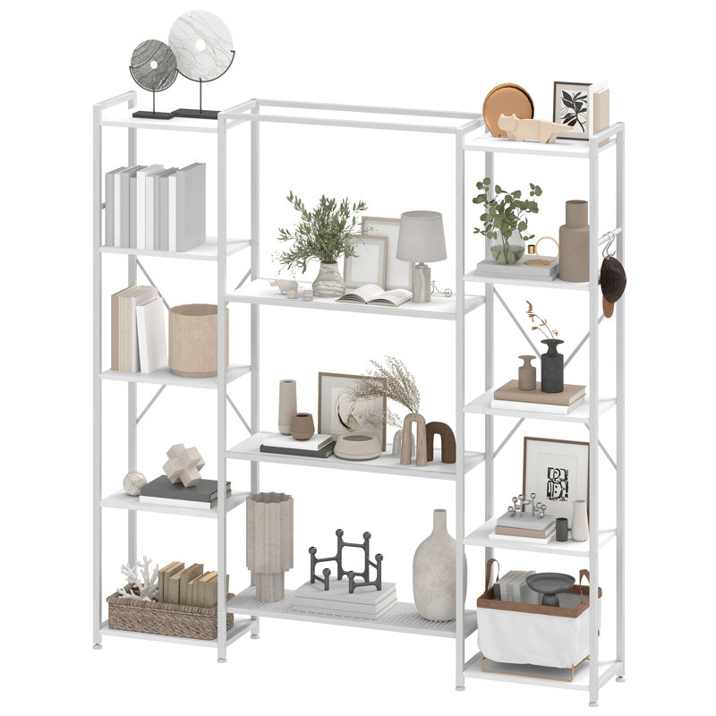160cm W Metal Standard Bookcase, White