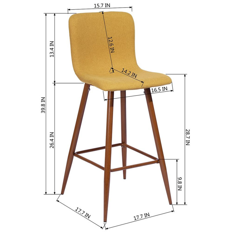 Frye Upholstered Counter Stool with Metal Frame, Yellow