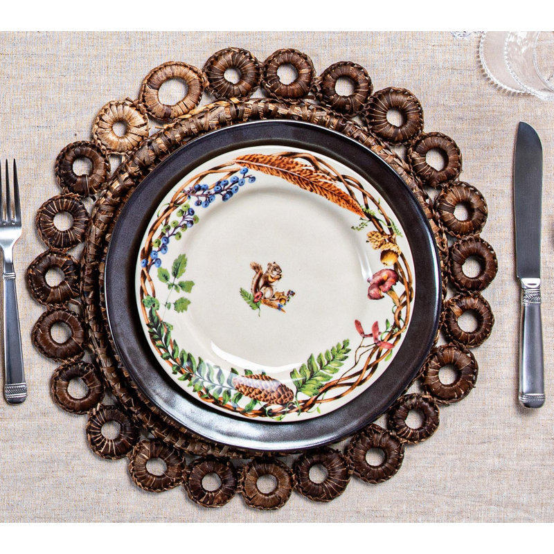 Natural Hand-Woven Rattan Scallop Ring Placemat