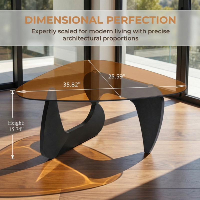 Table basse spacieuse à plateau en verre avec une base en chêne massif de qualité supérieure, pour le salon., Brun, Noir