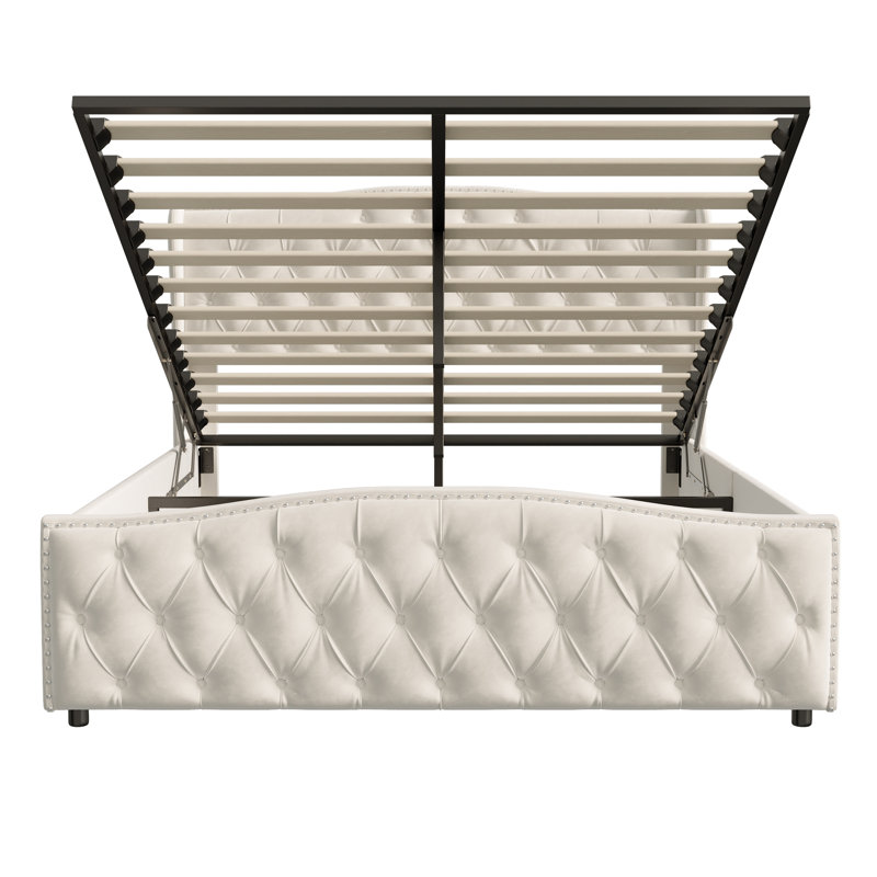 Lift Up Storage Bed Frame, Small Double (4'), Beige