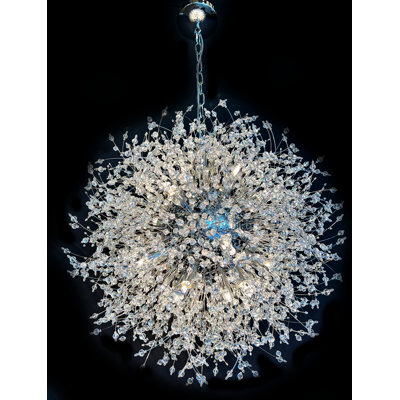 Luminaire suspendu en forme de pissenlit en cristal Global Chandelier Dandelion 16 ampoules