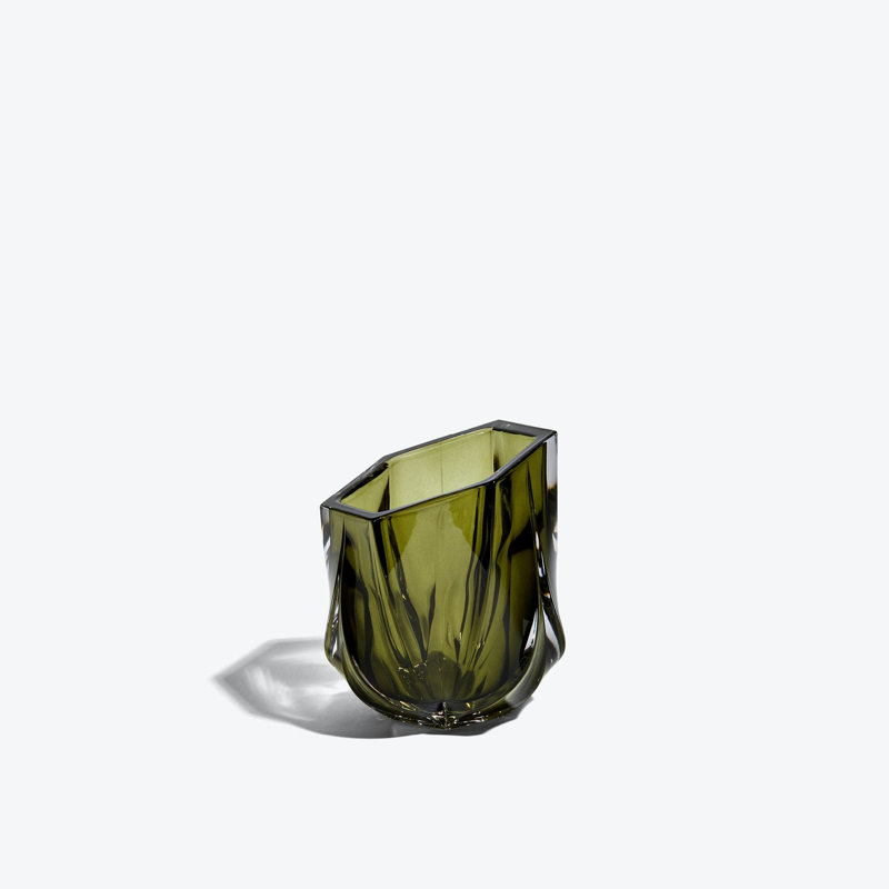 SHIMMER Candle Holder, Green Polished Glass