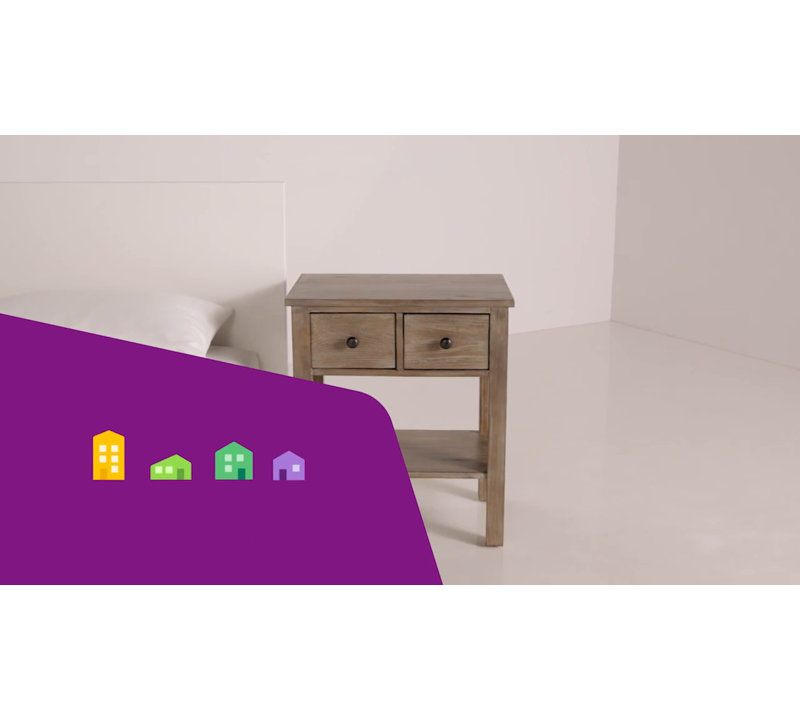 Transitional Pine 2-Drawer Nightstand in Natural Gray