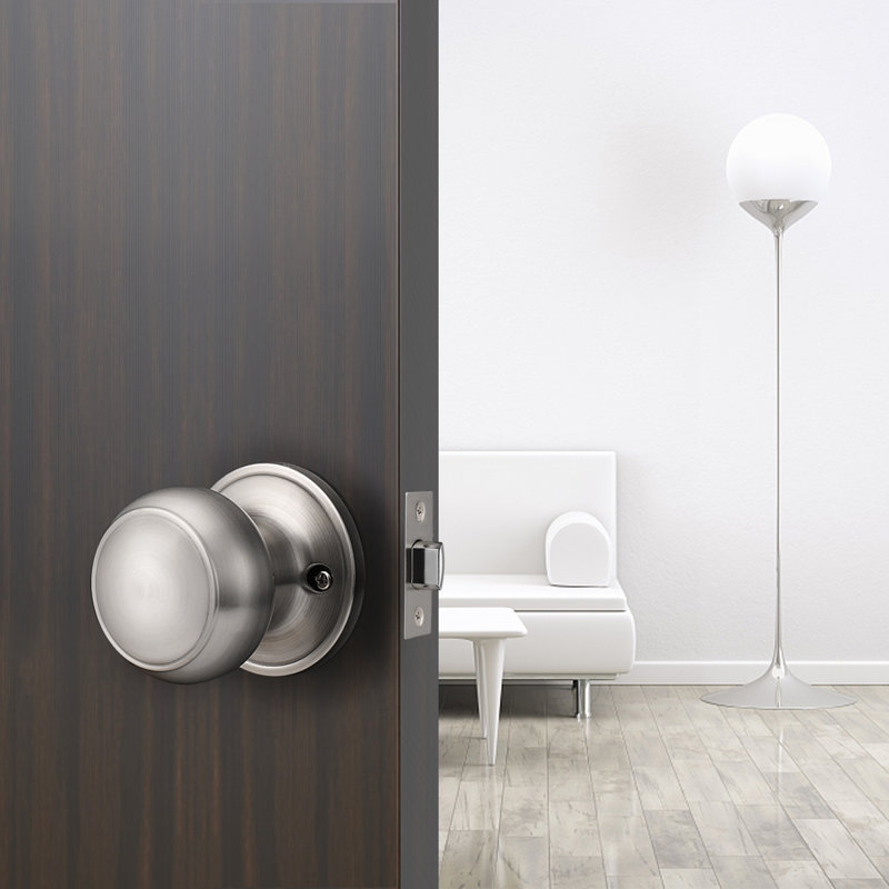 Privacy Door Knobs with Round Rosette, Brushed Nickel, Privacy (Bed & Bath)