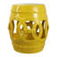 Lucky Coins - Tabouret de jardin à tambour en forme d'anneaux entrelacés en céramique jaune mat contemporain de 16 po, table d'appoint intérieure et extérieure, siège et support pour plante-2081205128