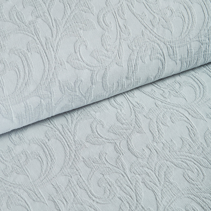 Softpage Comforter Set, Vintage Farmhouse Bedding, Cotton Comforter Jacquard With Curling Grass Pattern, Stone Washed, Blue