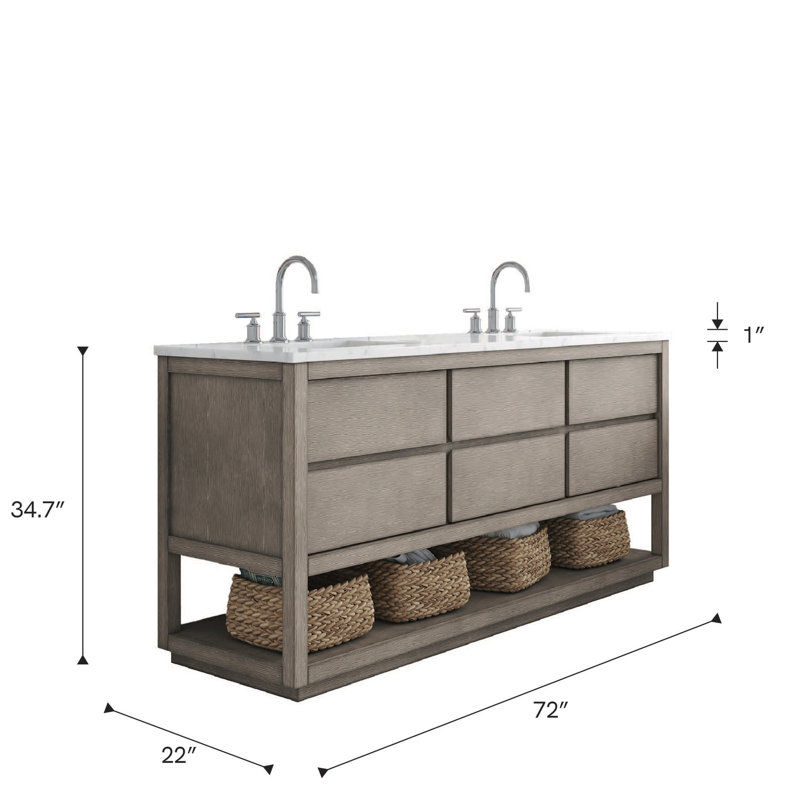 72'' W Double Vanity, Grey Oak