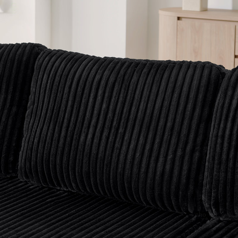 Canapé modulaire en forme de U, canapé modulaire en velours côtelé de style minimaliste moderne, Black Corduroy