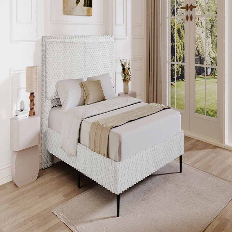 Lit, dossier simple moelleux et confortable, grand, Blanc
