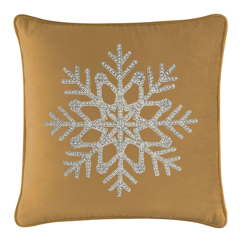Coussin Sparkles Home Insert luxueux en plumes | Décor et décorations d'hiver, 16 po x 16 po, Doré