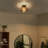  Moncia Modern 11.8" Fluted Antique Brass Glass Semi-Flush Mount Ceiling Lightfor Entryway Hallway-36170008