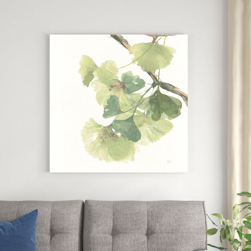 Feuilles de gingko II sur blanc, H 36 po x l 36 po