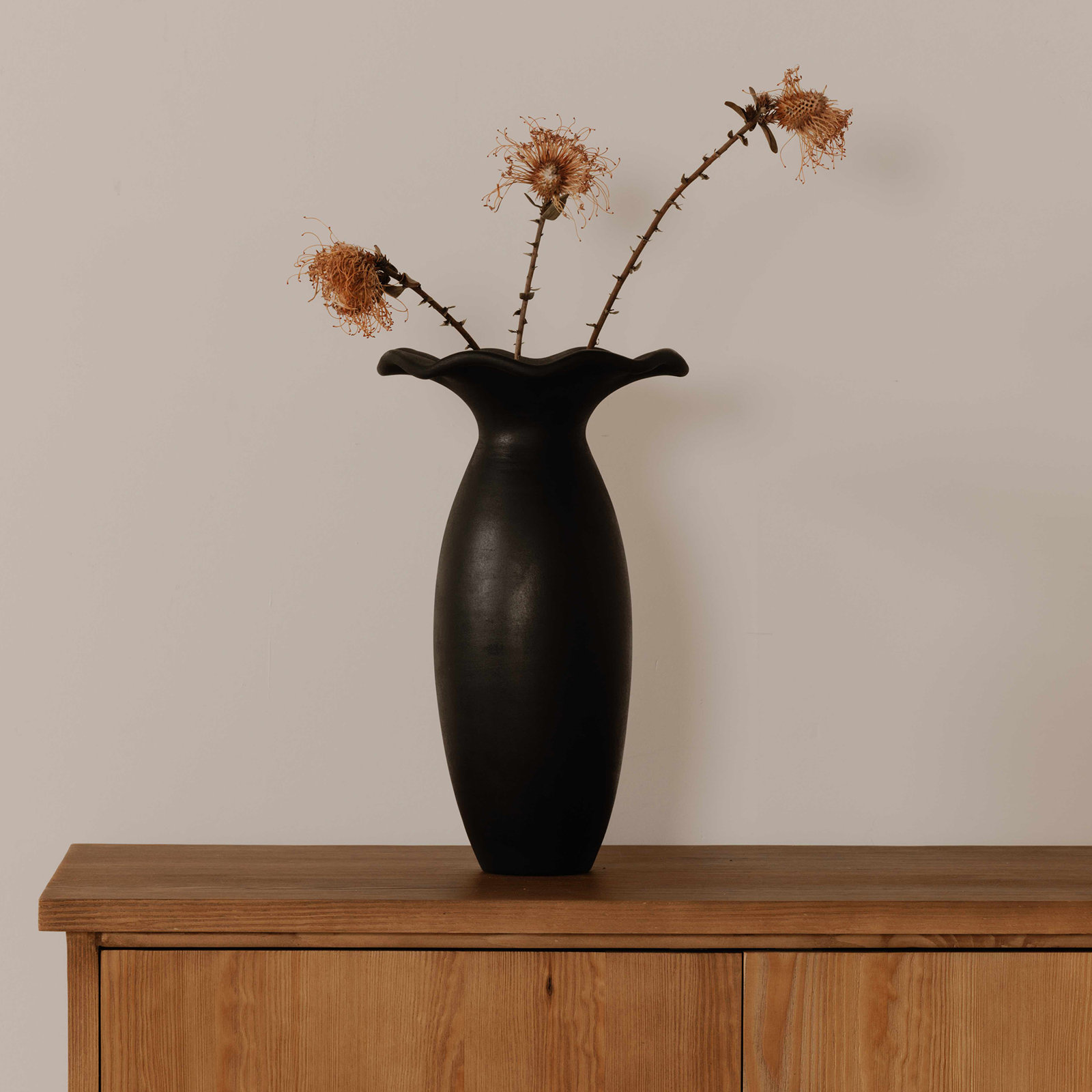 Zale 16.14'' Handmade Terracotta Table Vase, Black
