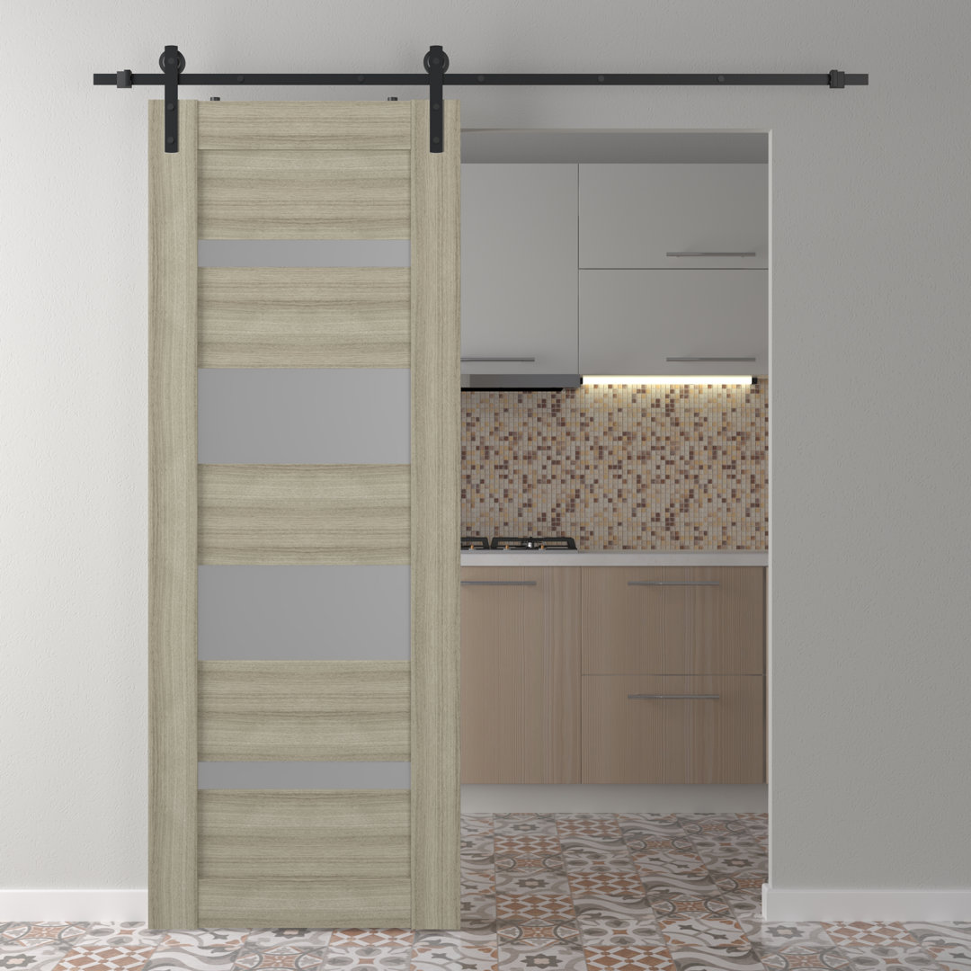 Paneled Manufacturer Wood and Glass Mirella Barn Door with Installation Hardware Kit Belldinni 